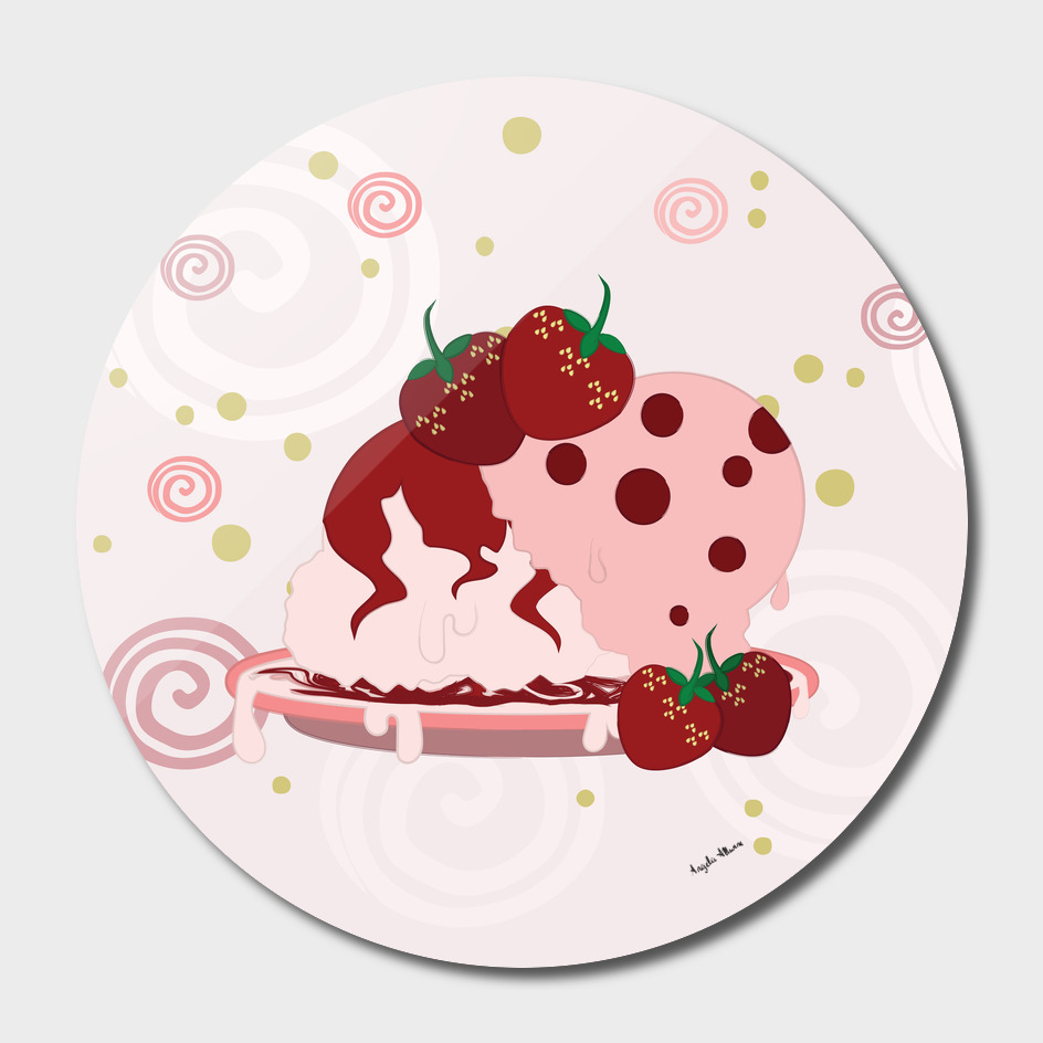 Strawberries And Ice Cream Art