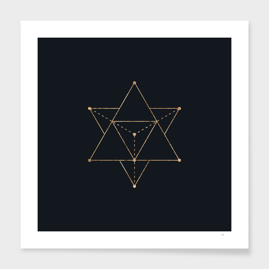 Gold Geometric Glyph on Teal SQUARE - 384