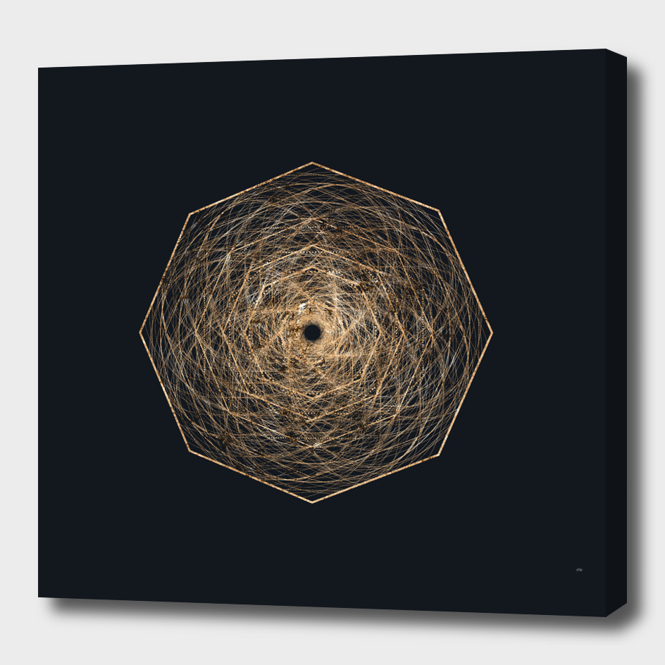 Gold Geometric Glyph on Teal SQUARE - 395