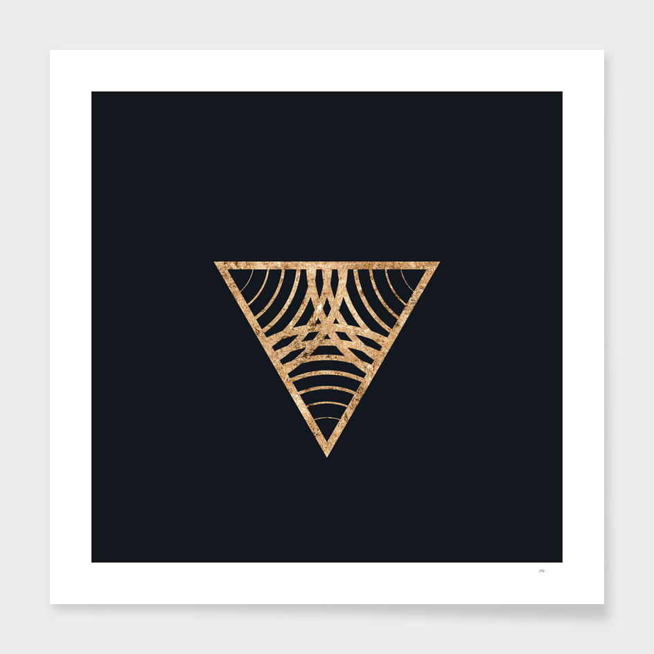 Gold Geometric Glyph on Teal SQUARE - 470