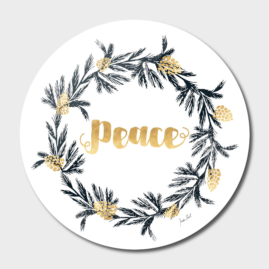 Peace, festive wreath, holiday decor