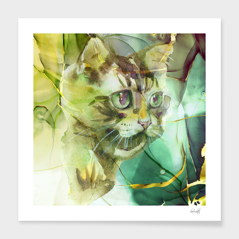 alcohol ink cat painting