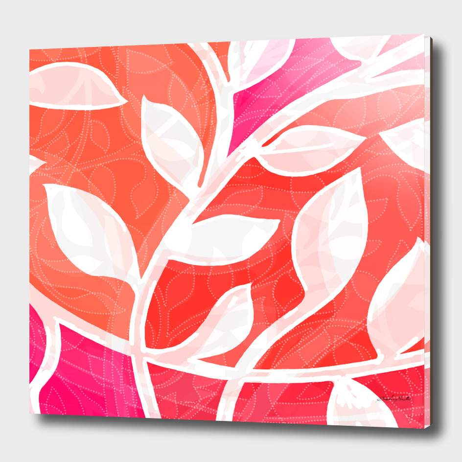 White leaves on colorful background