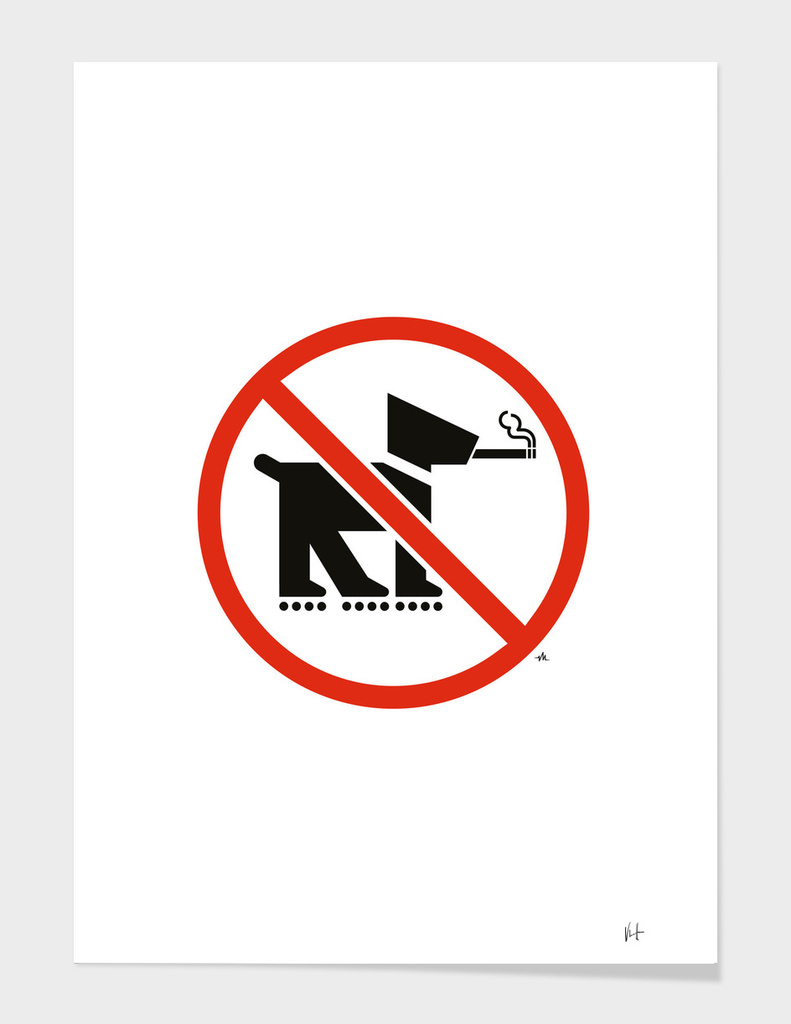 No smoking dogs on rollerblades