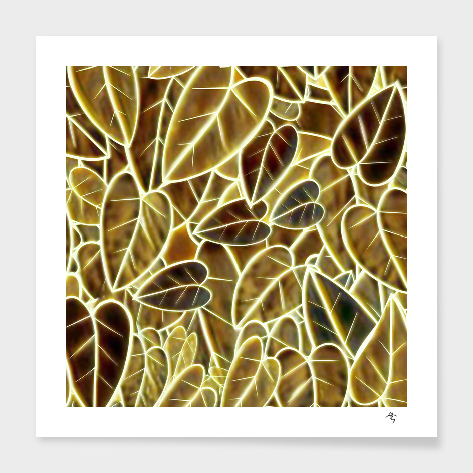 gold, leaves, frosted glass, glass morphism,