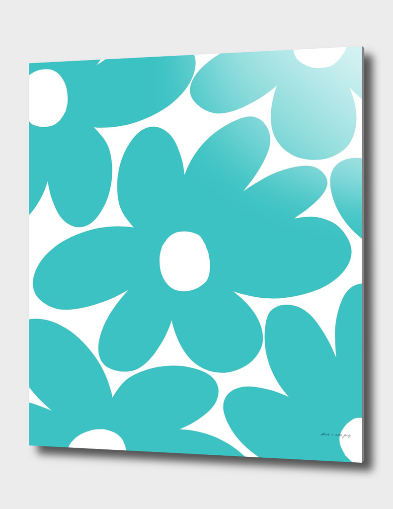 Retro Daisy Flowers in Soft Turquoise #1 #floral #pattern