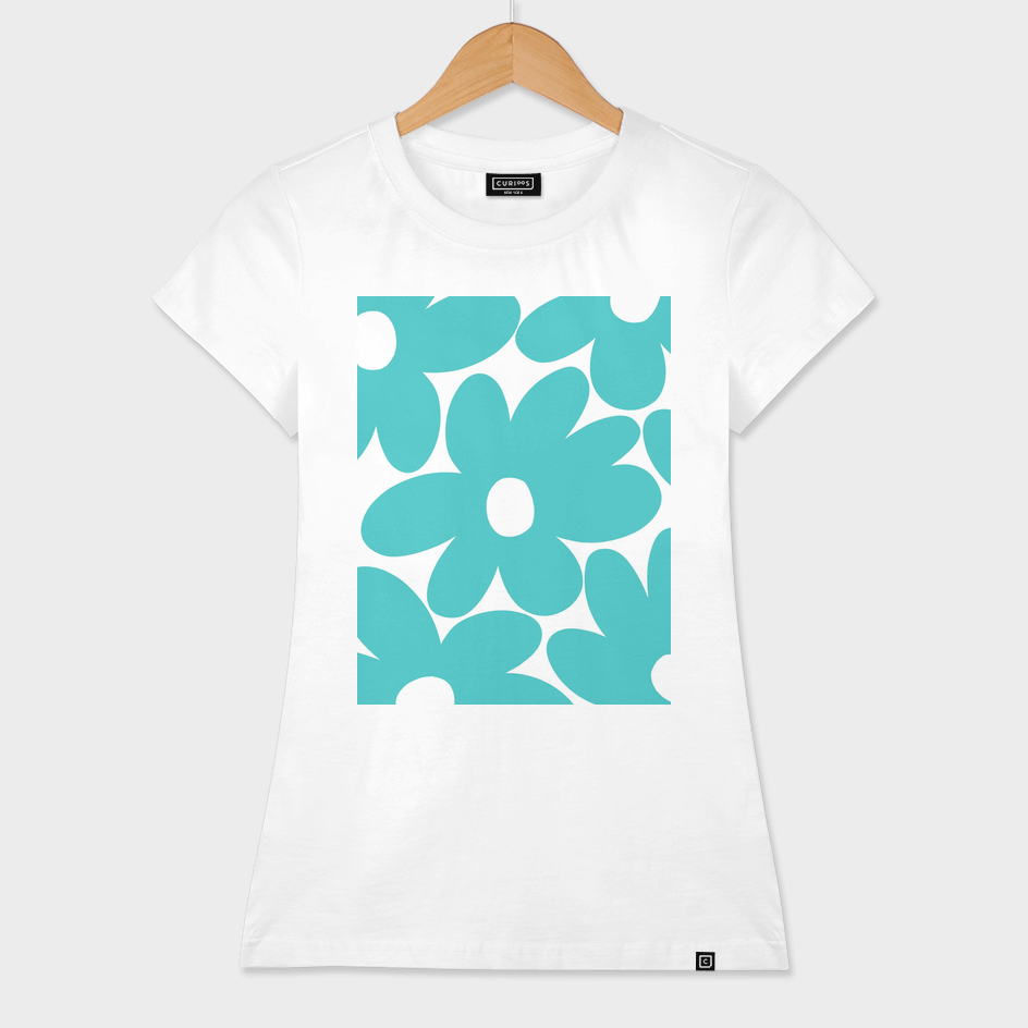 Retro Daisy Flowers in Soft Turquoise #1 #floral #pattern