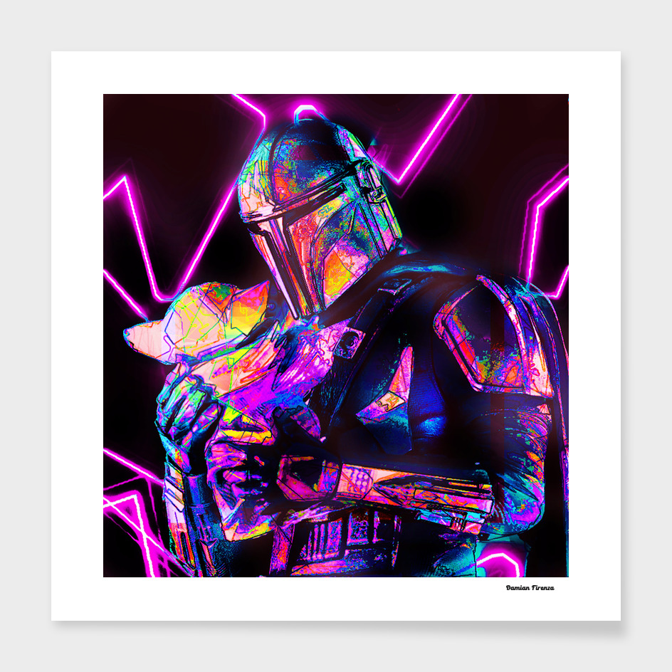 The mandalorian movie - colored neon electric pink blue