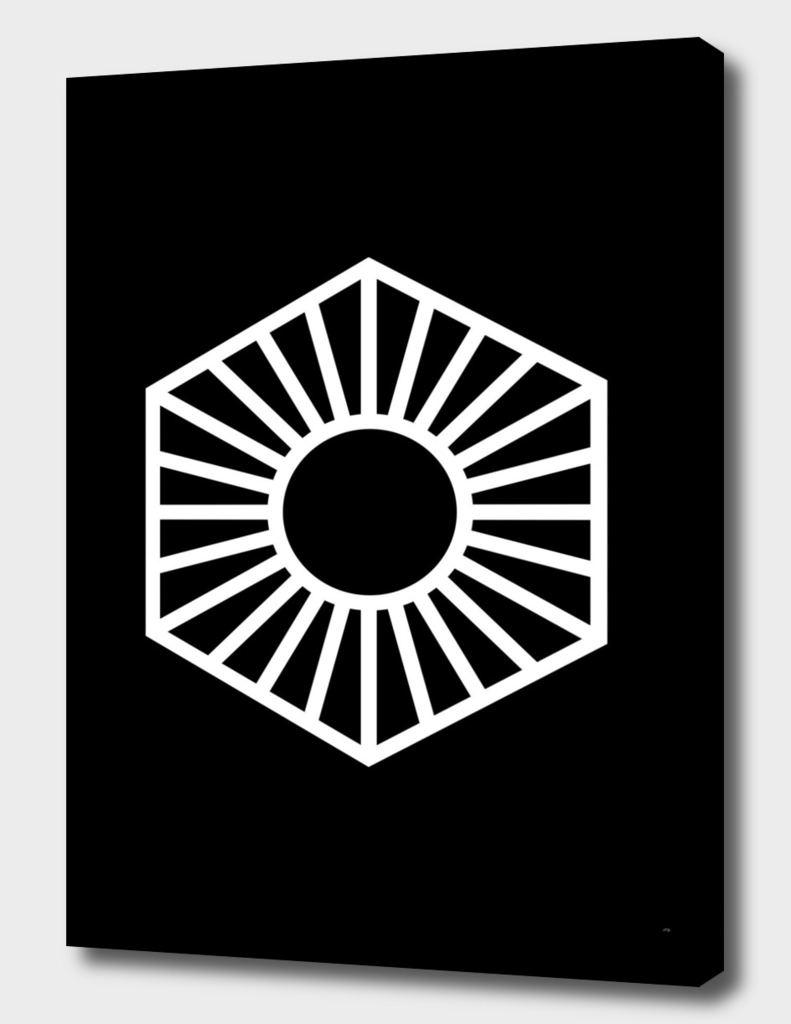 Minimalist White Glyph on Black Geometric Art 445
