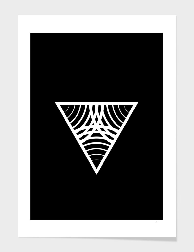 Minimalist White Glyph on Black Geometric Art 457