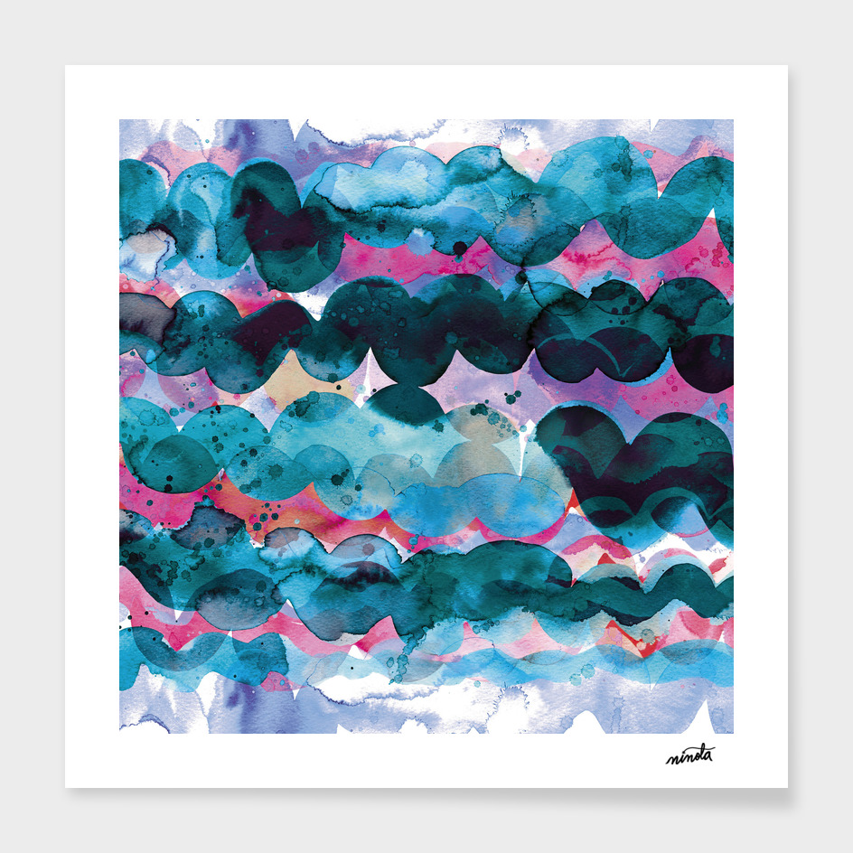 Abstract waves - Pink and blue sea