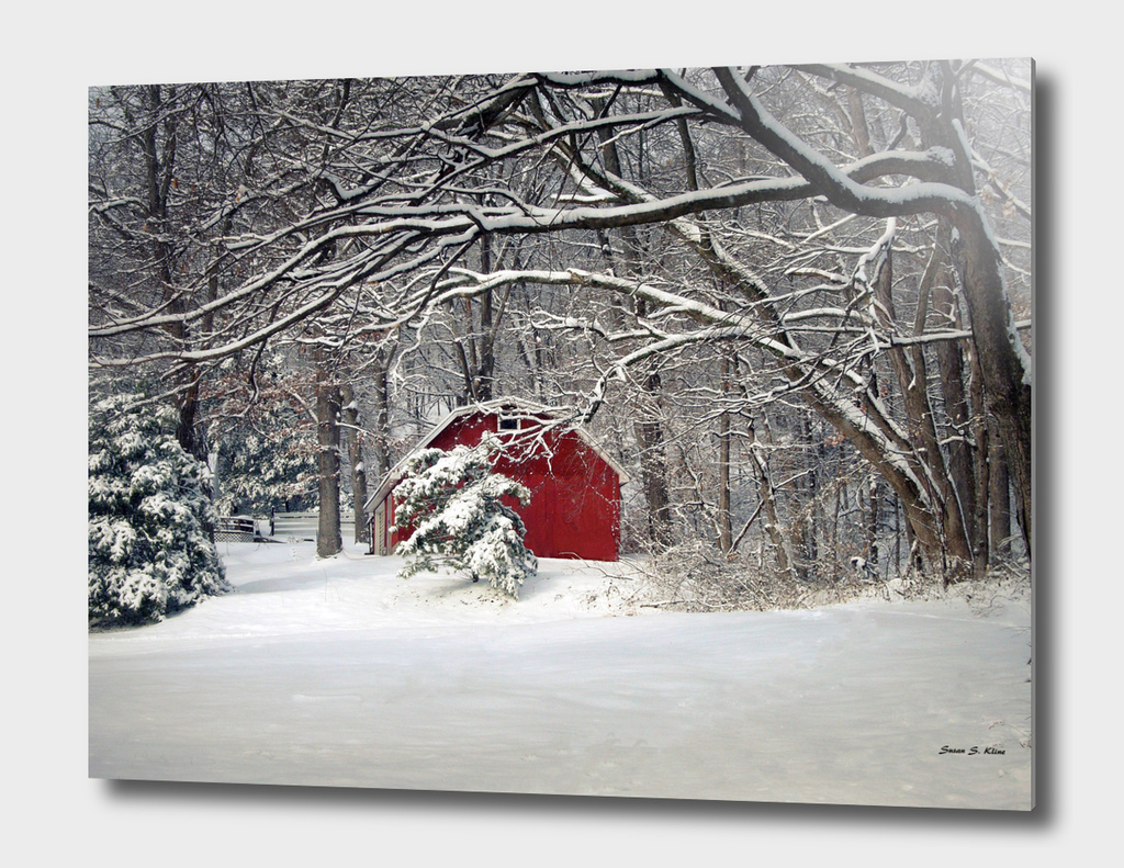 Red Barn in Snow