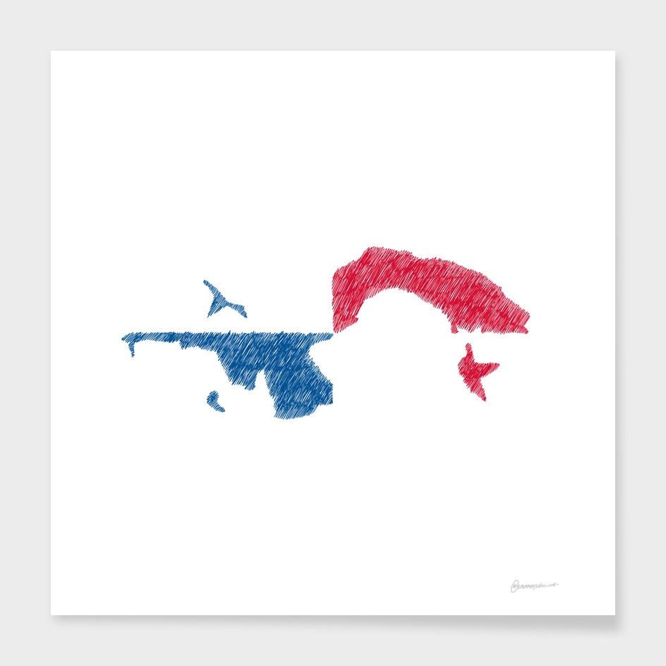 Panama Flag Map Drawing Line Art
