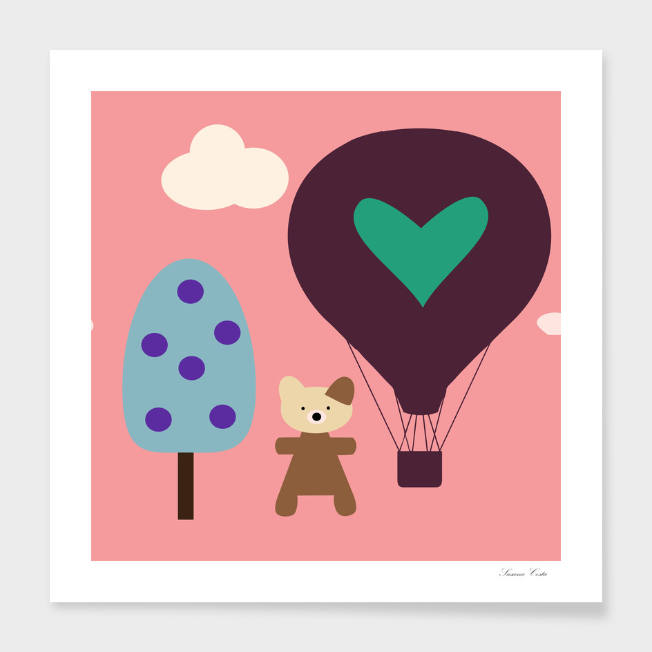 air ballon pink bear