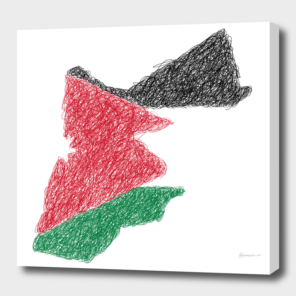 Jordan Flag Map Drawing Scribble Art