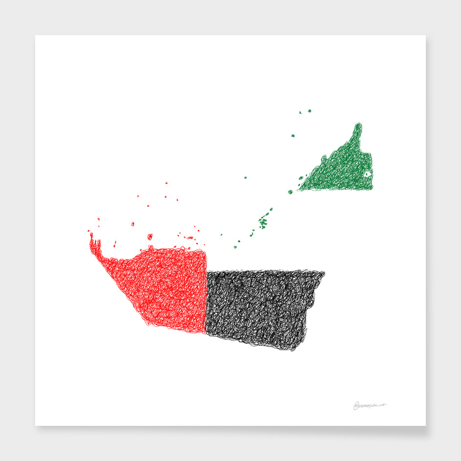 United Arab Emirates Flag Map Drawing Scribble Art