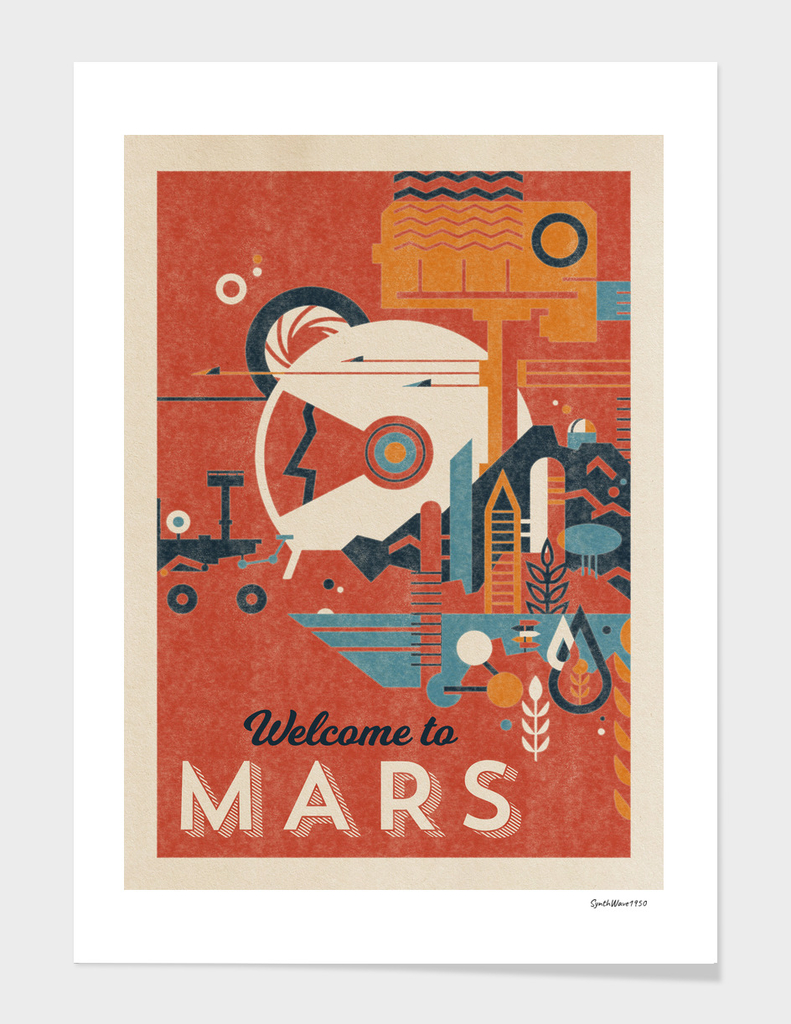 Welcome to Mars - Vintage retro space poster