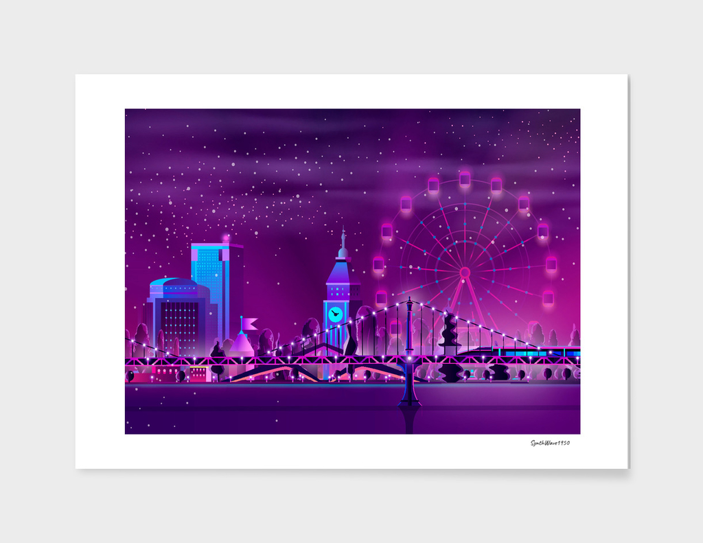 Synthwave Neon City: London