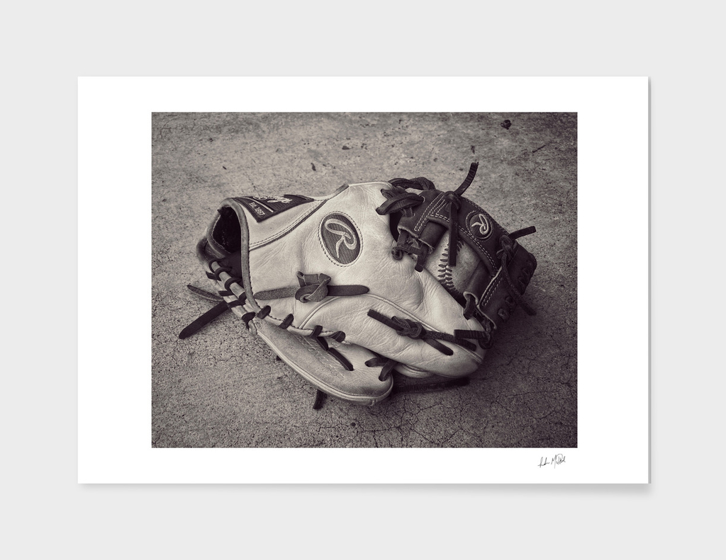 Baseball Glove and Ball in Sepia