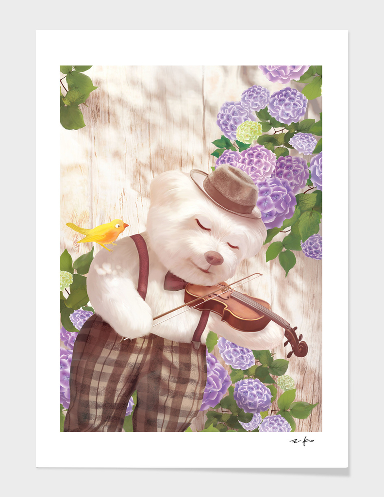 Smile Dog Playing Violin