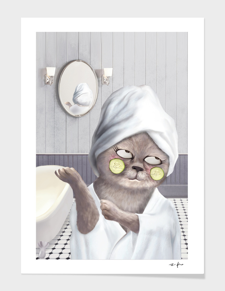 Funny Cat in Bathroom