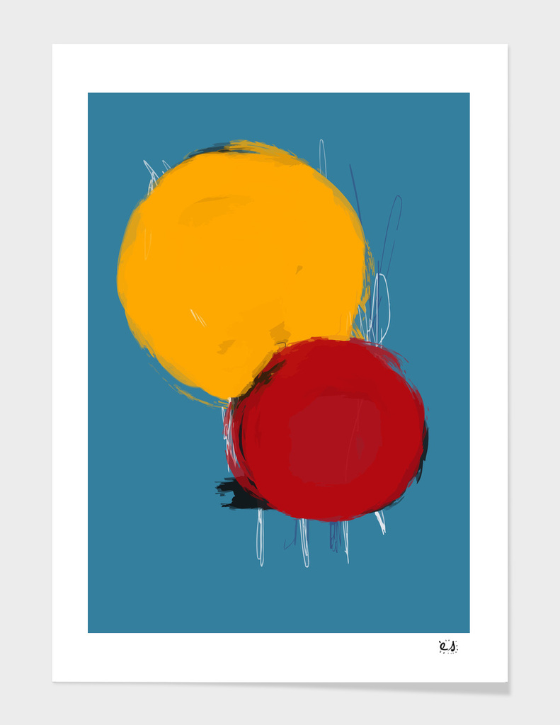 Yellow Red and Blue abstract composition