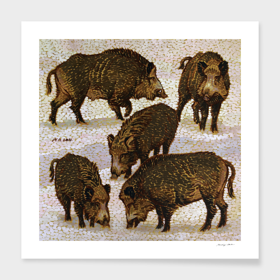 Five Wild Boars