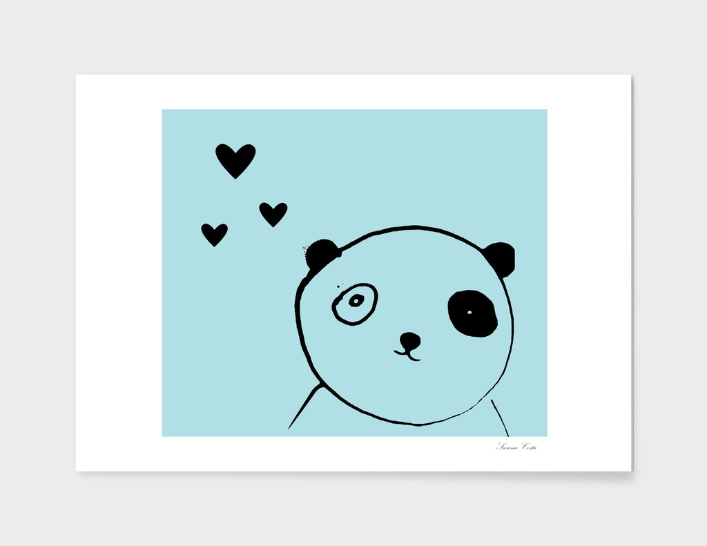 panda in love blue