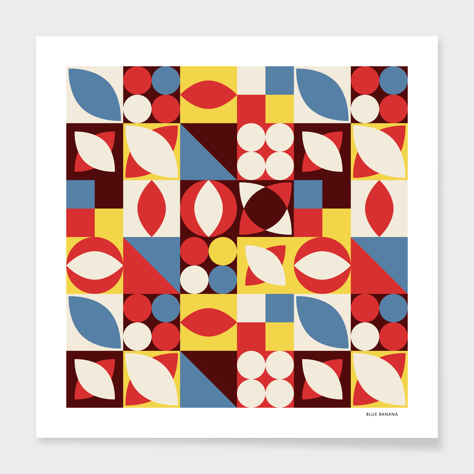 Bauhaus Pattern - Blue Red Yellow White