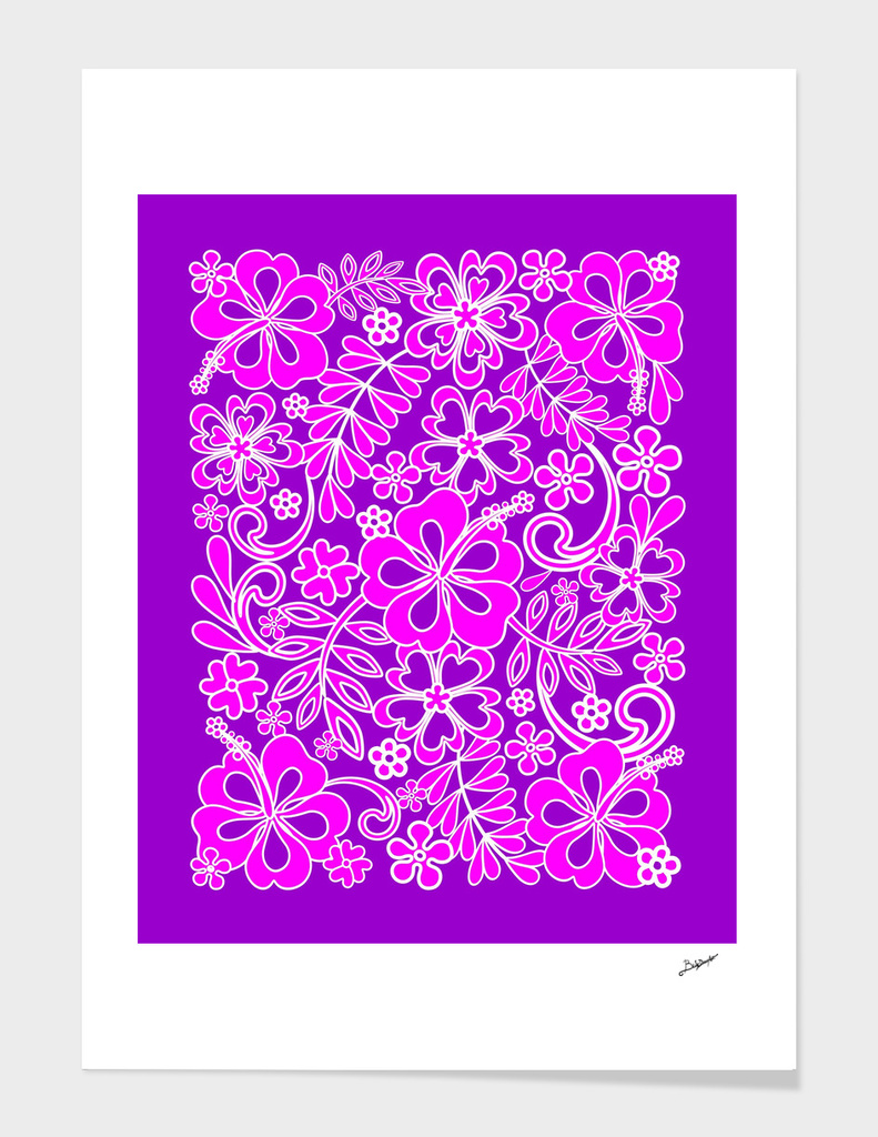 Hibiscus Pink and Purple Pattern
