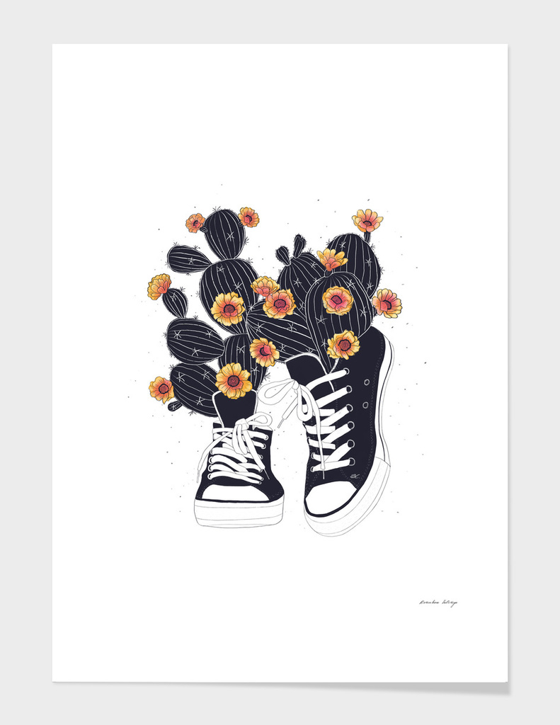 Sneakers with cactus