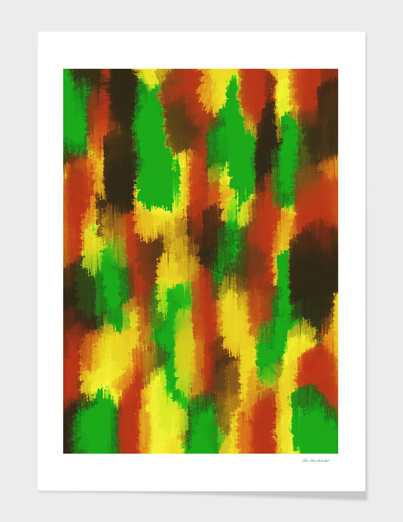 green red yellow and brown painting abstract