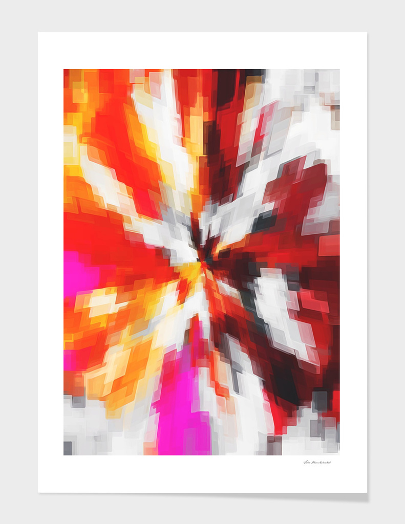 geometric square pattern abstract in red orange pink