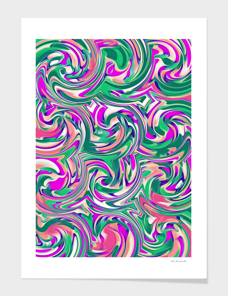 pink purple and green curly painting