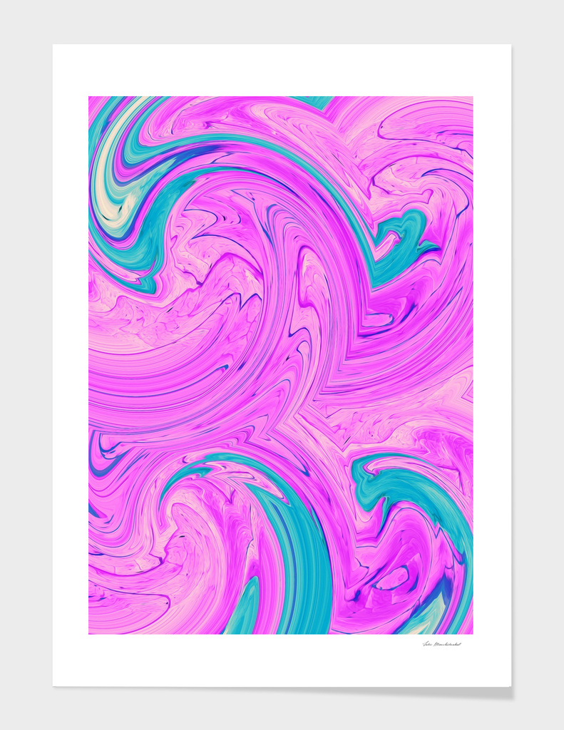 ocean wave pattern graffiti painting abstract in pink blue