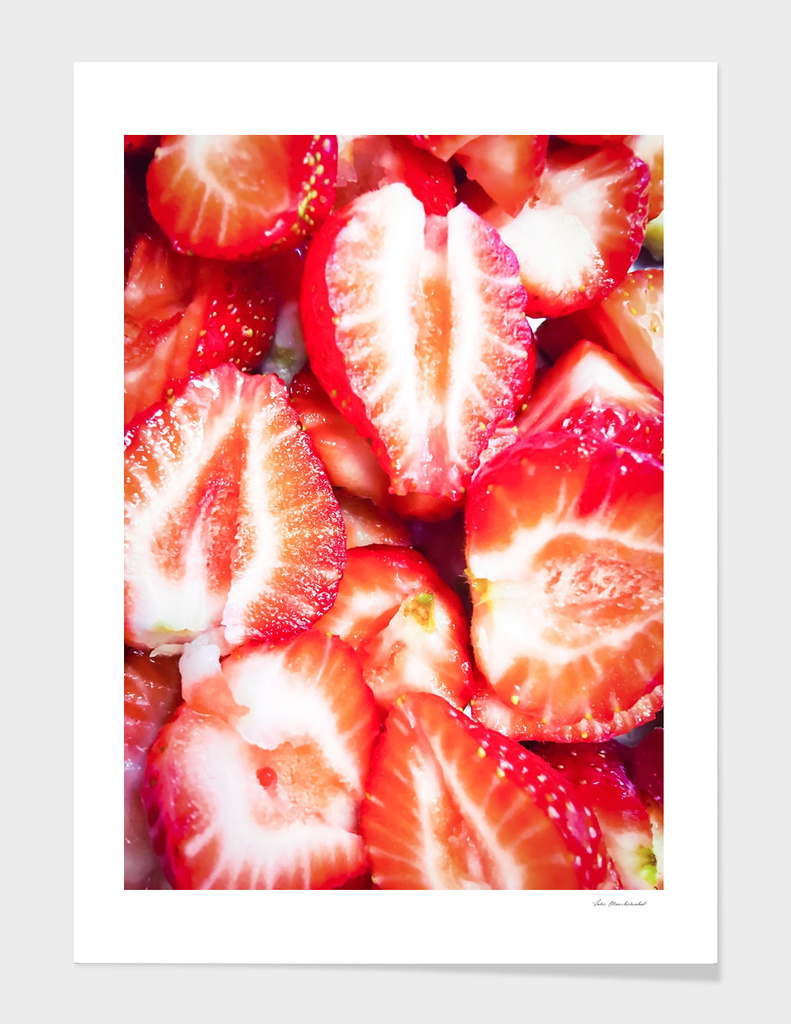fresh chopped strawberries texture background
