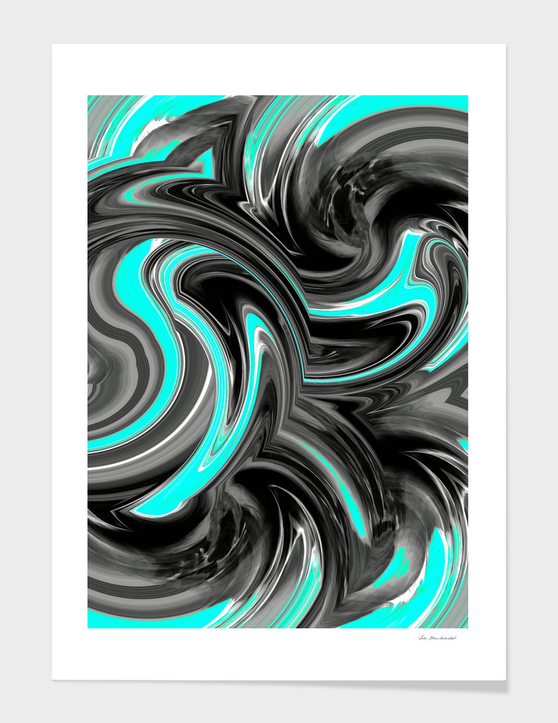 psychedelic wave pattern abstract in green and black