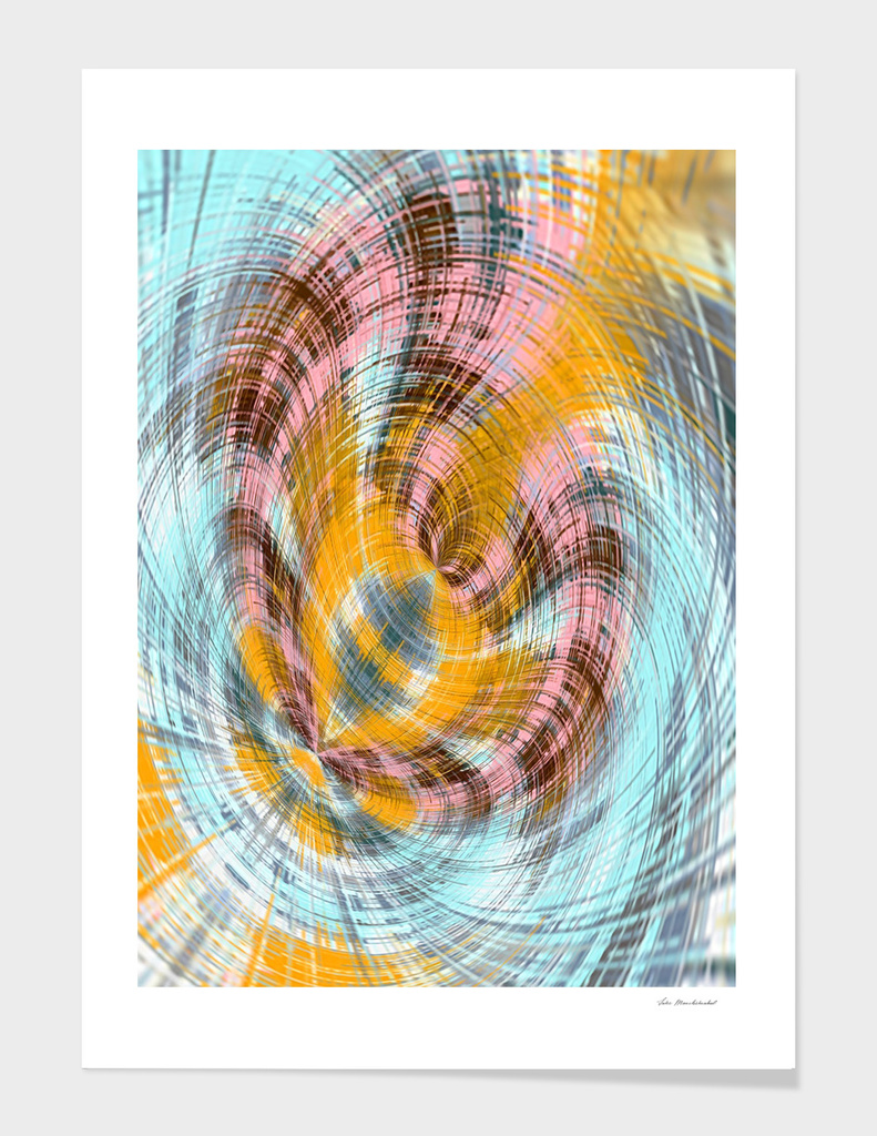 pink yellow and blue spiral drawing abstract background