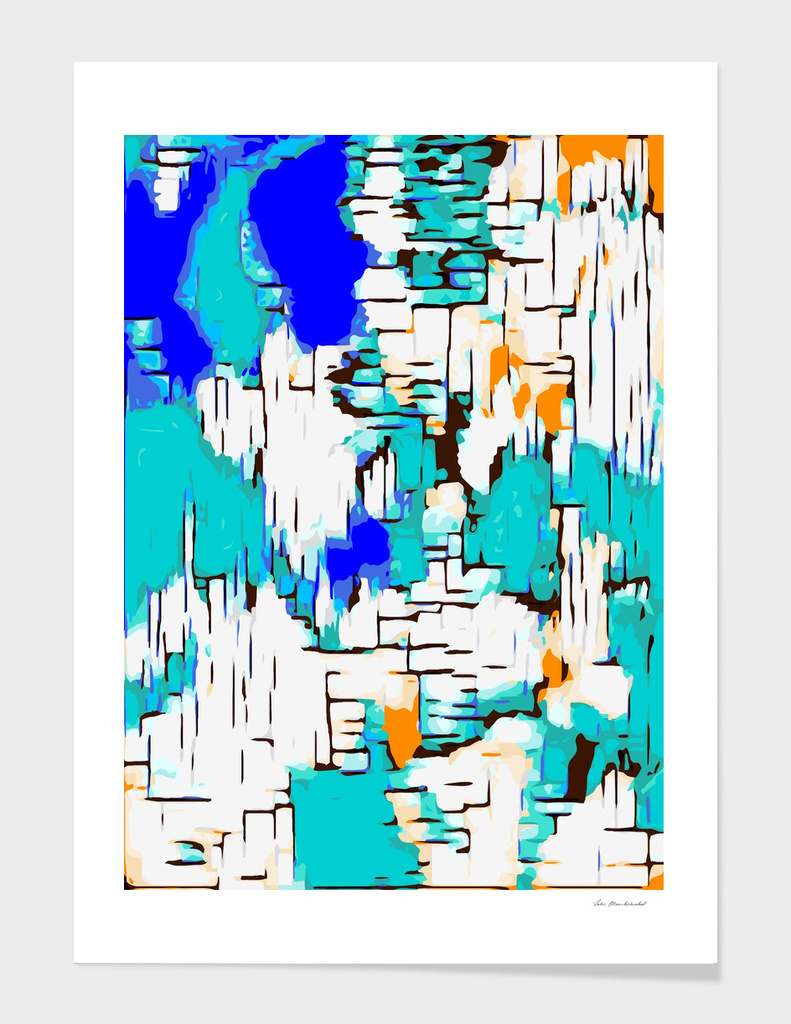 blue green and orange drawing abstract