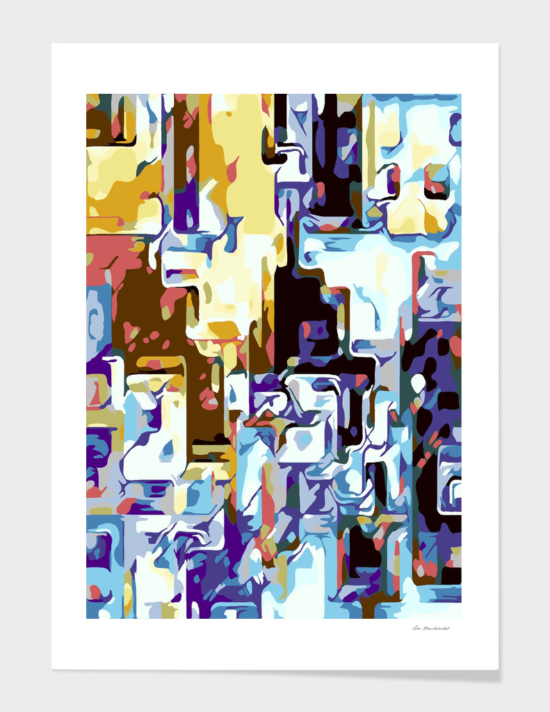 brown pink yellow blue and purple geometric abstract