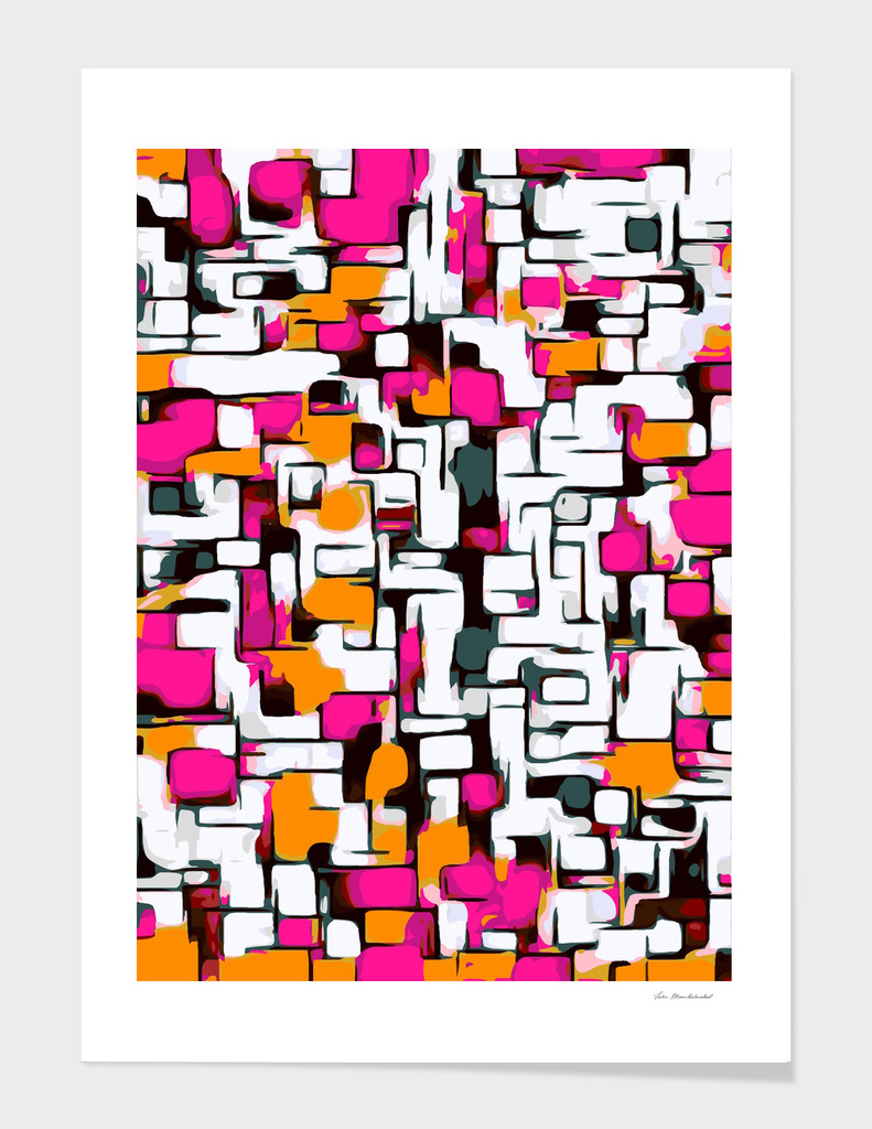 pink orange and black lines drawing abstract