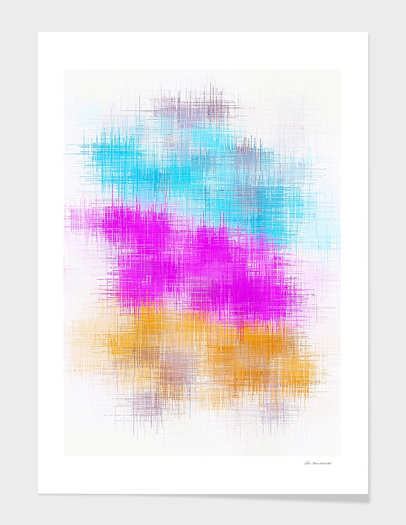 pink blue and orange painting abstract with white background