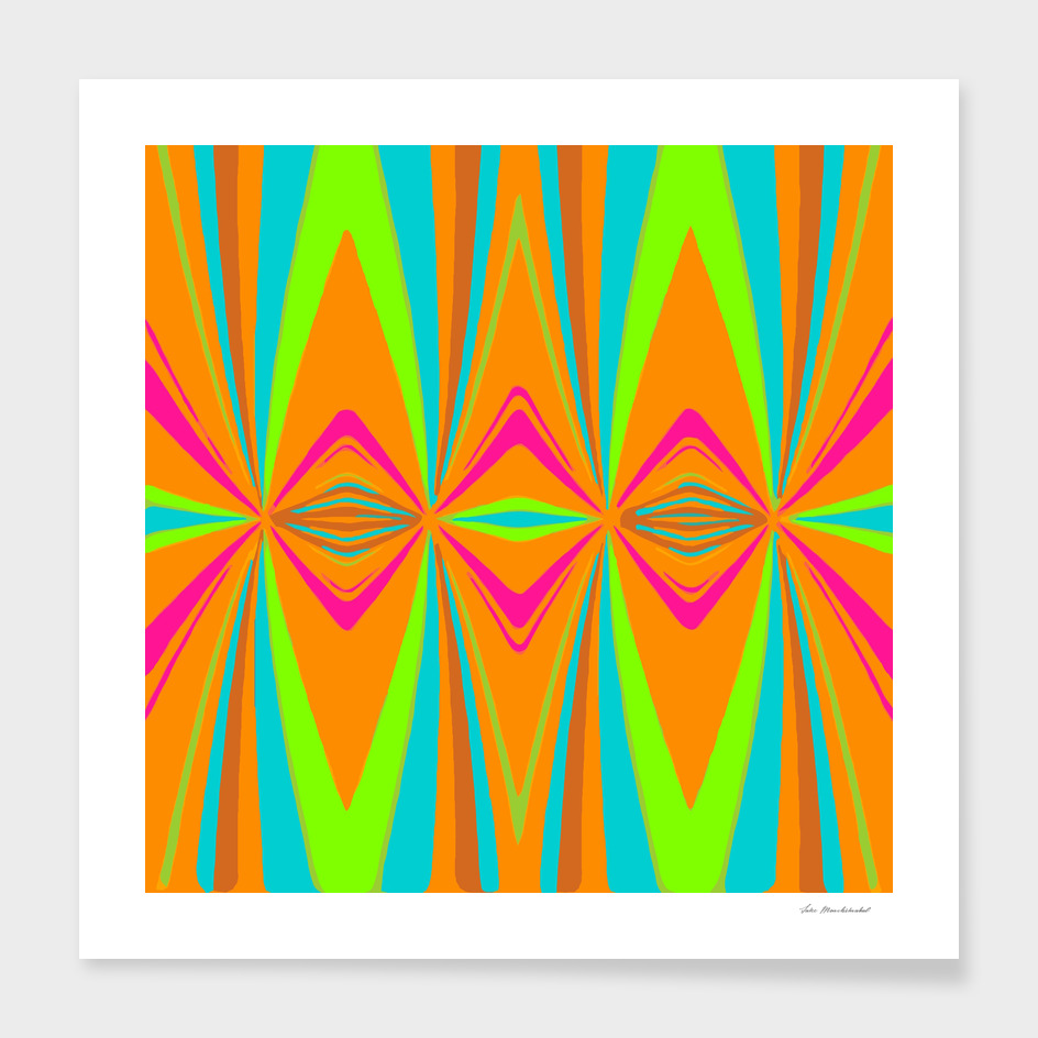 orange pink blue green symmetry art abstract background