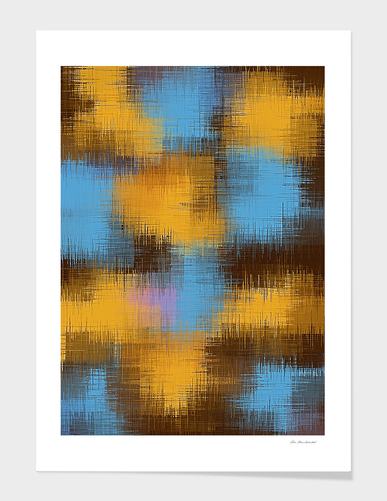 vintage painting texture abstract in brown yellow and blue