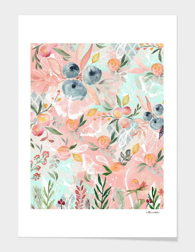 Abstract painting of flowers and plants
