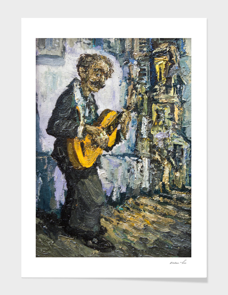 street musician with guitar @