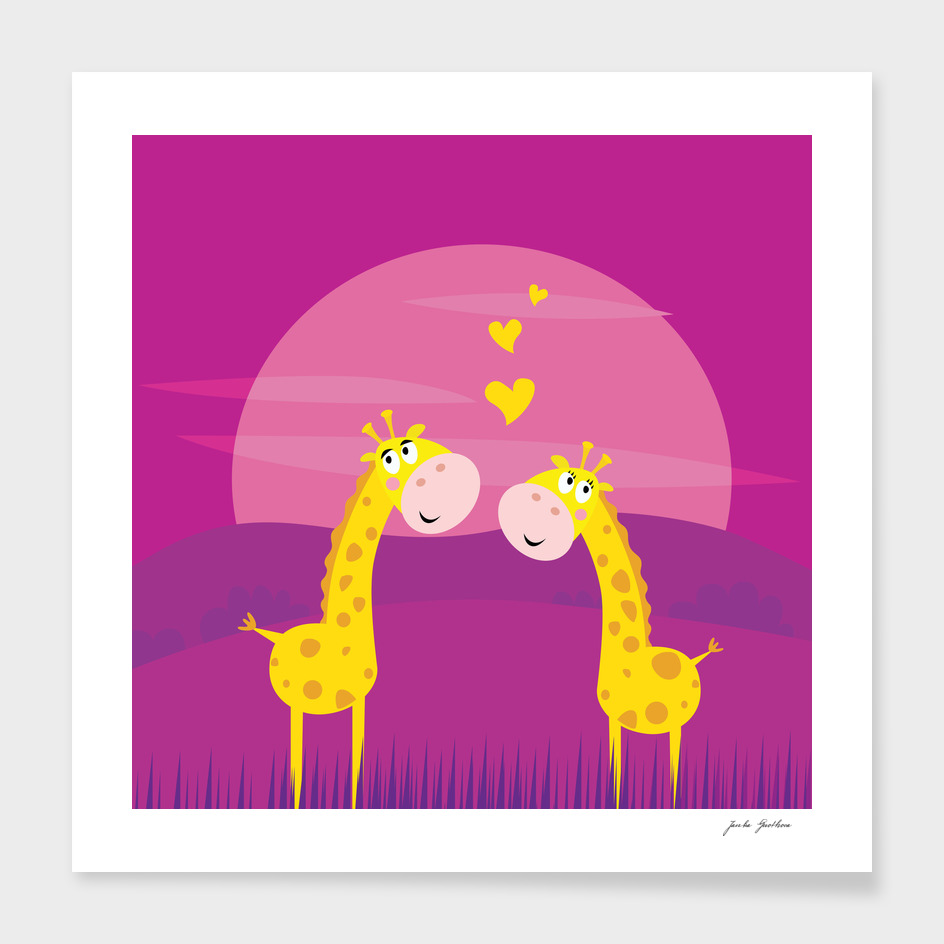 2 giraffe in LOVE : Original art