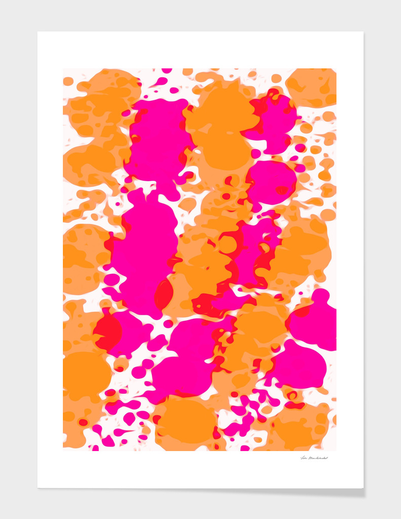 pink and orange splash color painting abstract background