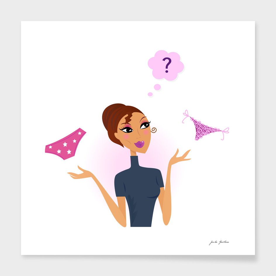 Original woman illustration with Pink