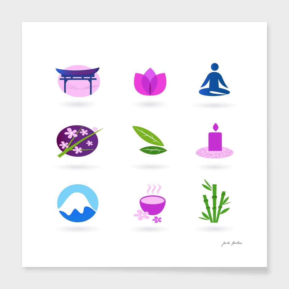 Wellness stylish icons : pink, green
